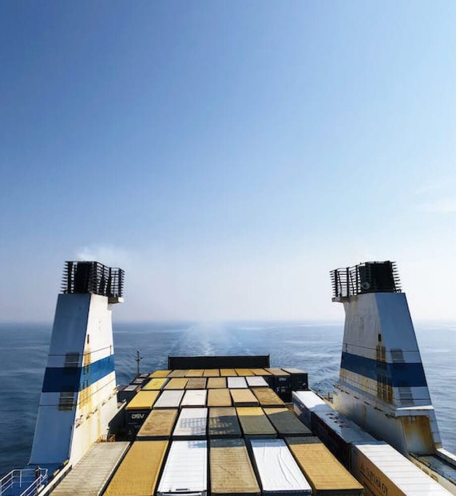 Cargo ship at sea